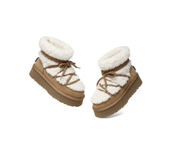 UGG EVERAU UGG Boots Women Sheepskin Wool Ankle Platform Short Carmen Chestnut