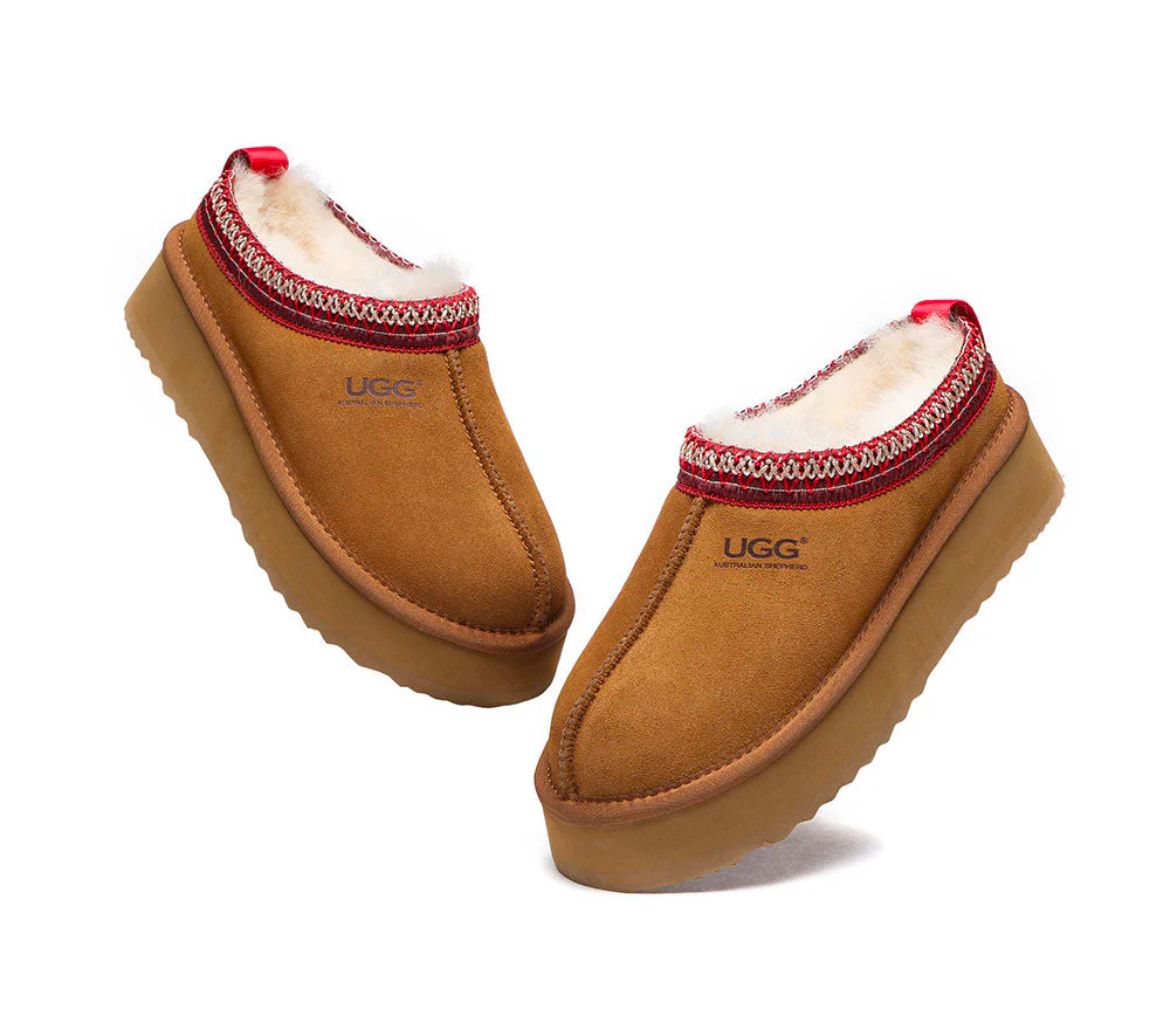 AUSTRALIAN SHEPHERD UGG Slippers Sheepskin Wool Ankle Platform Tazzy Ventus