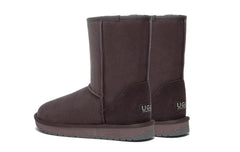 AUSTRALIAN SHEPHERD UGG Boots Double Face Sheepskin Wool Short Classic Chocolate