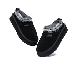 AUSTRALIAN SHEPHERD UGG Slippers Sheepskin Wool Ankle Platform Tazzy Ventus Black