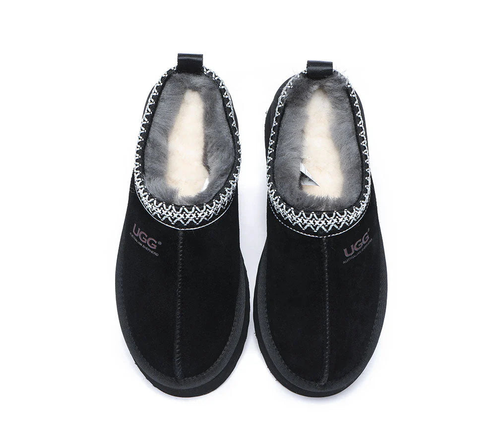 AUSTRALIAN SHEPHERD UGG Slippers Sheepskin Wool Ankle Platform Tazzy Ventus Black